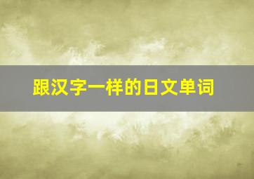 跟汉字一样的日文单词