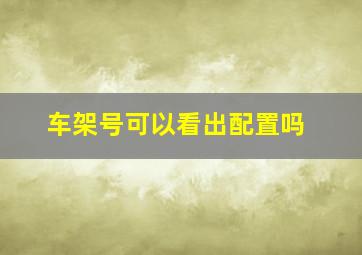 车架号可以看出配置吗