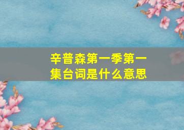 辛普森第一季第一集台词是什么意思