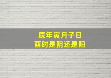 辰年寅月子日酉时是阴还是阳