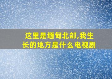 这里是缅甸北部,我生长的地方是什么电视剧