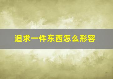 追求一件东西怎么形容