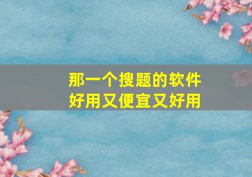 那一个搜题的软件好用又便宜又好用