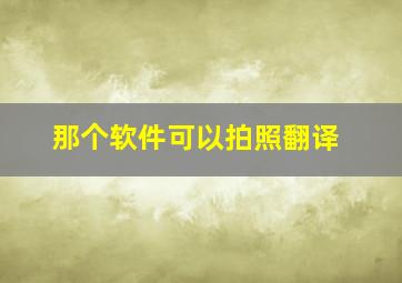 那个软件可以拍照翻译