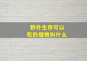 野外生存可以吃的植物叫什么