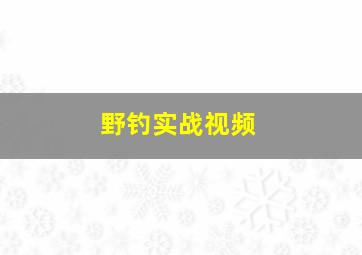 野钓实战视频