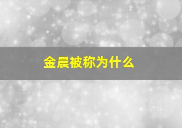 金晨被称为什么