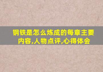 钢铁是怎么炼成的每章主要内容,人物点评,心得体会