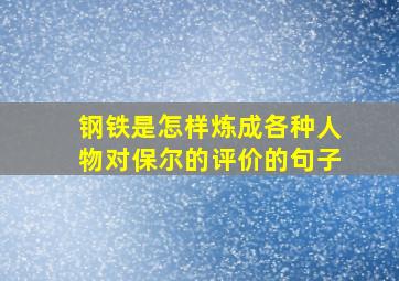 钢铁是怎样炼成各种人物对保尔的评价的句子