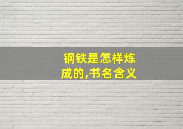 钢铁是怎样炼成的,书名含义