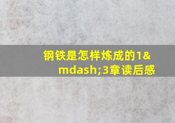 钢铁是怎样炼成的1—3章读后感