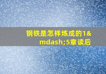 钢铁是怎样炼成的1—5章读后