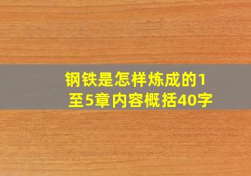 钢铁是怎样炼成的1至5章内容概括40字