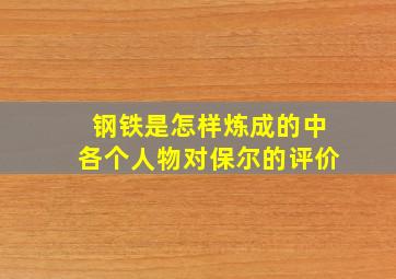 钢铁是怎样炼成的中各个人物对保尔的评价