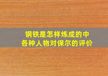 钢铁是怎样炼成的中各种人物对保尔的评价