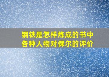 钢铁是怎样炼成的书中各种人物对保尔的评价