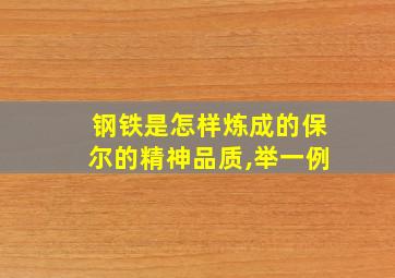 钢铁是怎样炼成的保尔的精神品质,举一例