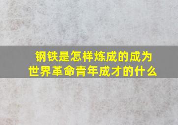 钢铁是怎样炼成的成为世界革命青年成才的什么