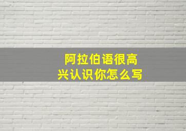 阿拉伯语很高兴认识你怎么写