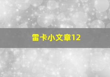 雷卡小文章12