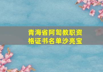 青海省阿訇教职资格证书名单沙亮宝