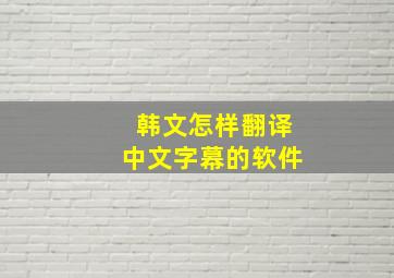 韩文怎样翻译中文字幕的软件