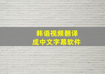 韩语视频翻译成中文字幕软件