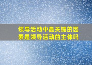 领导活动中最关键的因素是领导活动的主体吗