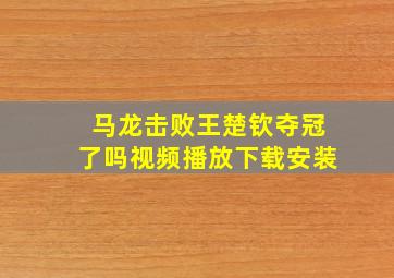 马龙击败王楚钦夺冠了吗视频播放下载安装