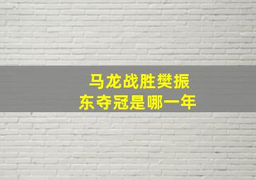 马龙战胜樊振东夺冠是哪一年