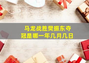 马龙战胜樊振东夺冠是哪一年几月几日