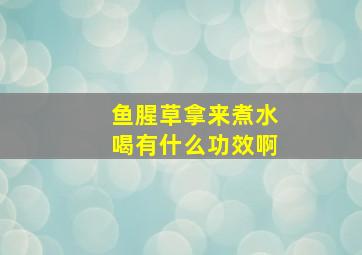 鱼腥草拿来煮水喝有什么功效啊