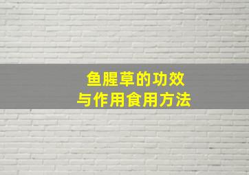 鱼腥草的功效与作用食用方法