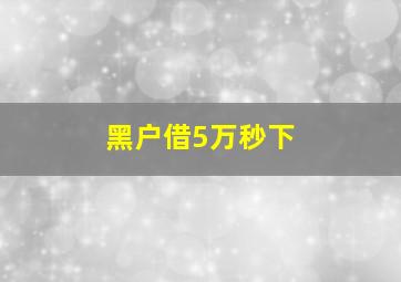 黑户借5万秒下